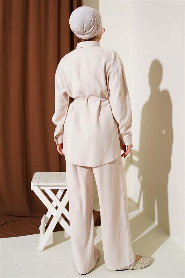 One Pocket Tencel 2 Piece Set Beige