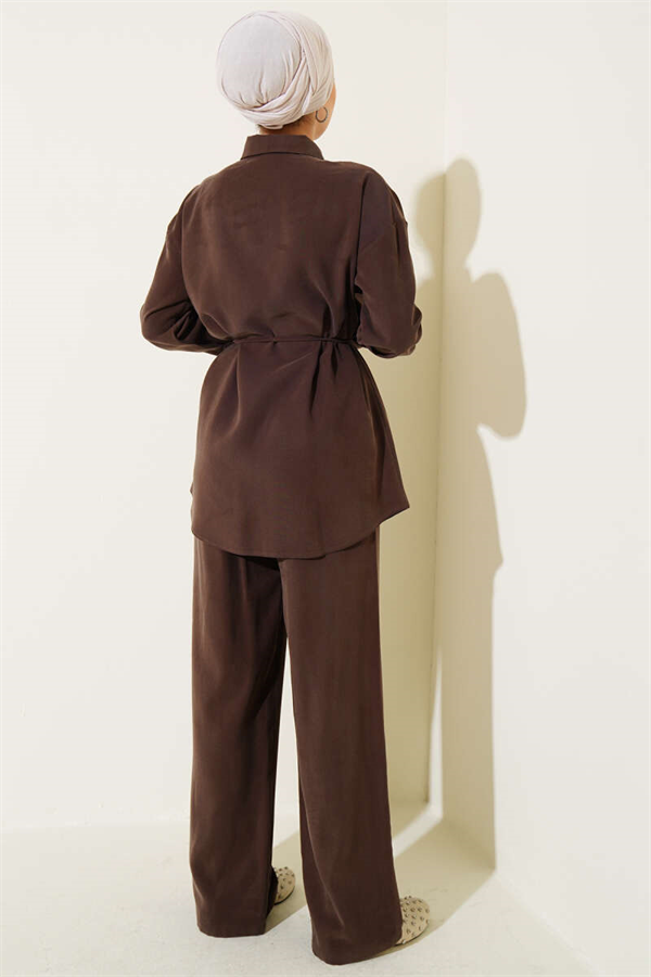 Single Pocket Tencel 2 Piece Set in Coffee