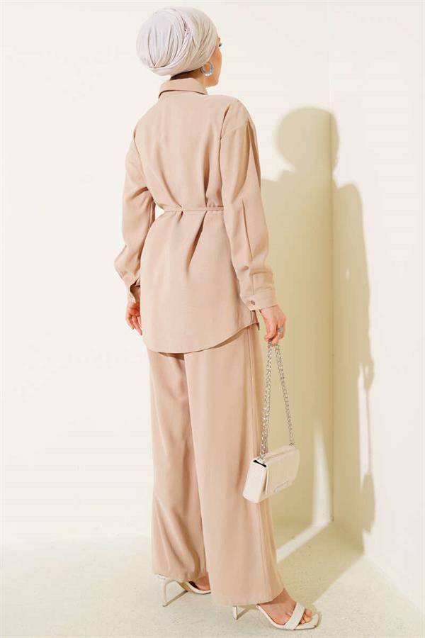 Single Pocket Tencel 2 Piece Set Latte