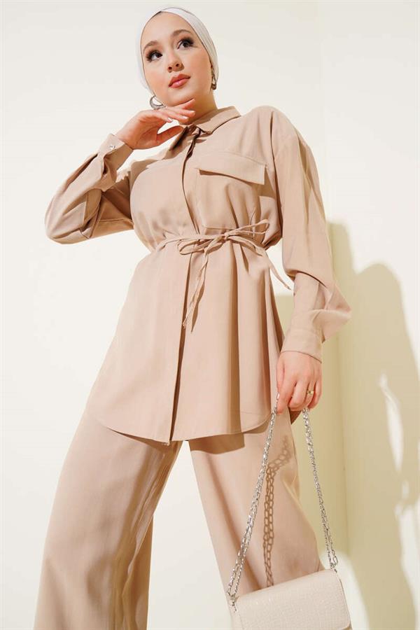Single Pocket Tencel 2 Piece Set Latte