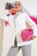Single Button Blazer Jacket Ecru