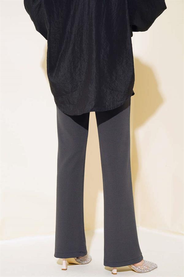 Single Buttoned Trousers in Smoke Color
