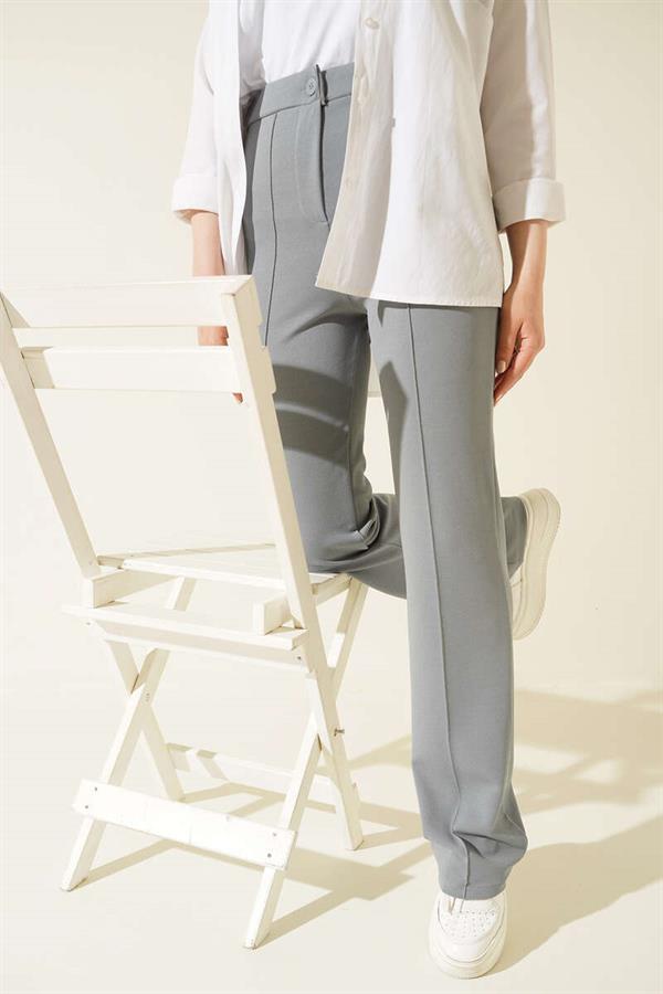 Single Buttoned Trousers Grey