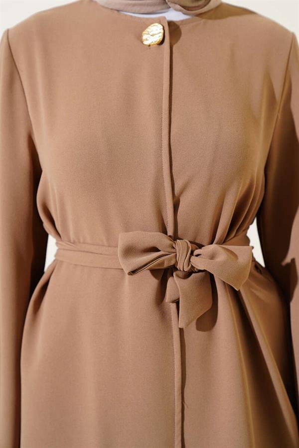 Single-Button Belted 2 Piece Set Latte