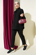 2 Piece Set with single-breast pocket shirt, black.