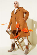 Single Shoulder Epaulette Double Breasted Trench Coat Tan