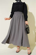 Tencel Pocketed Flared Skirt Grey