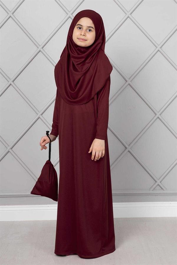 Hijab Children's Prayer Dress Burgundy