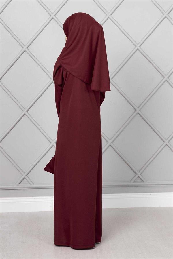 Hijab Children's Prayer Dress Burgundy