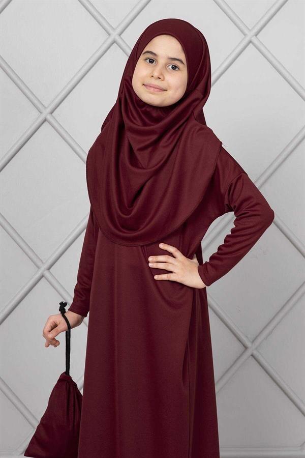 Hijab Children's Prayer Dress Burgundy