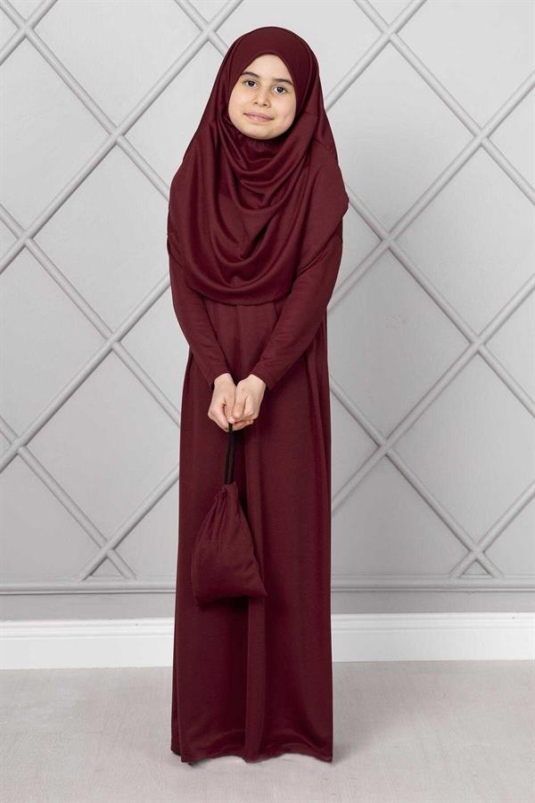 Hijab Children's Prayer Dress Burgundy