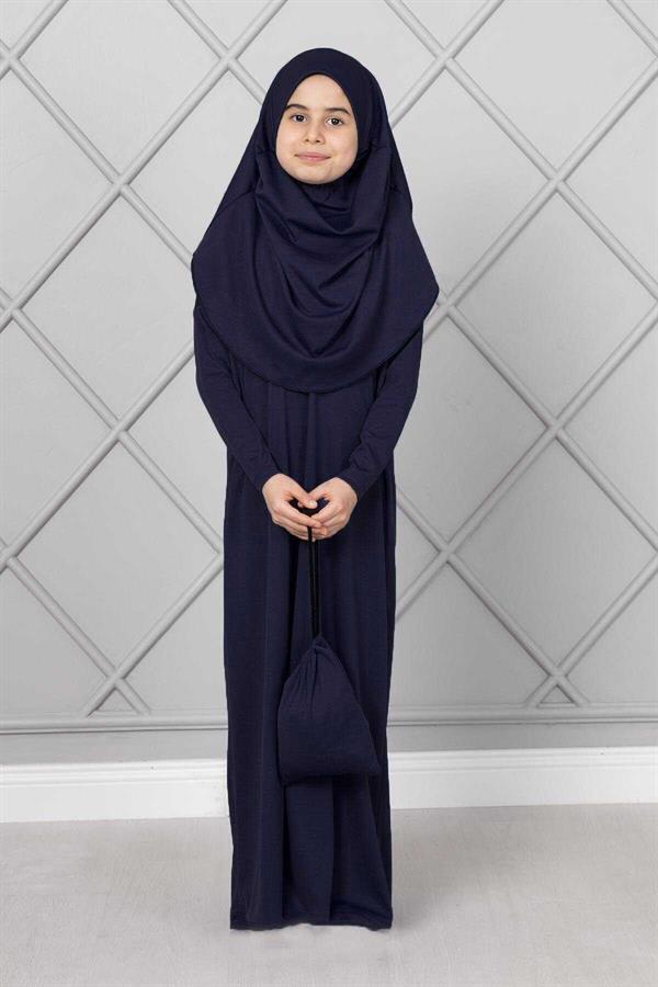 Hijab Children's Prayer Dress Navy Blue