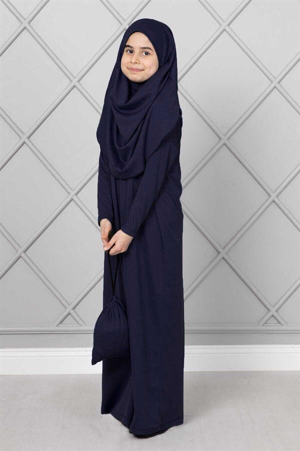 Hijab Children's Prayer Dress Navy Blue