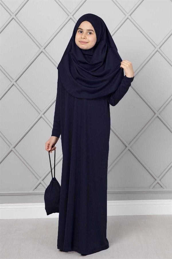 Hijab Children's Prayer Dress Navy Blue