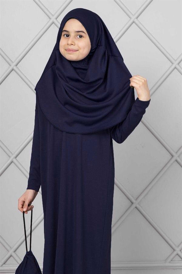 Hijab Children's Prayer Dress Navy Blue