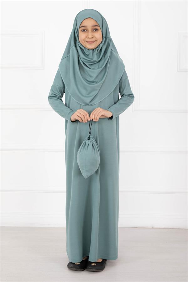 Children's Hijab Prayer Dress in Mint