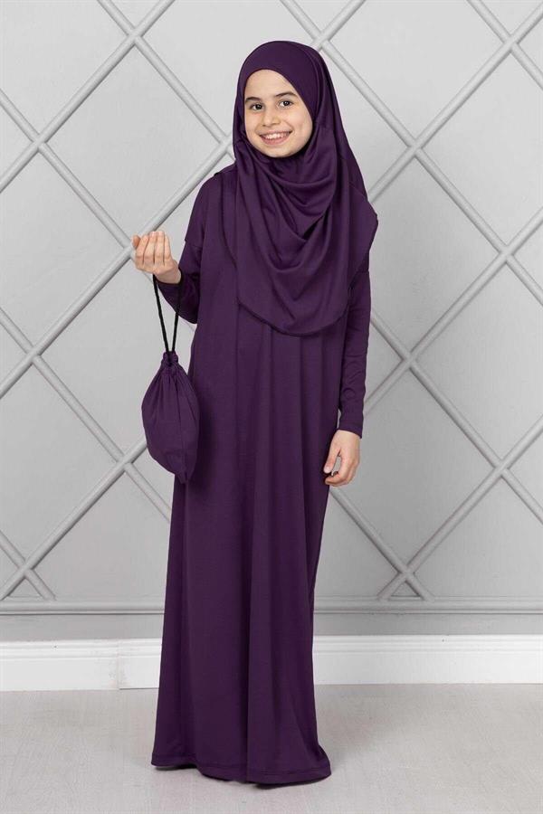 Hijab Children's Prayer Dress Plum