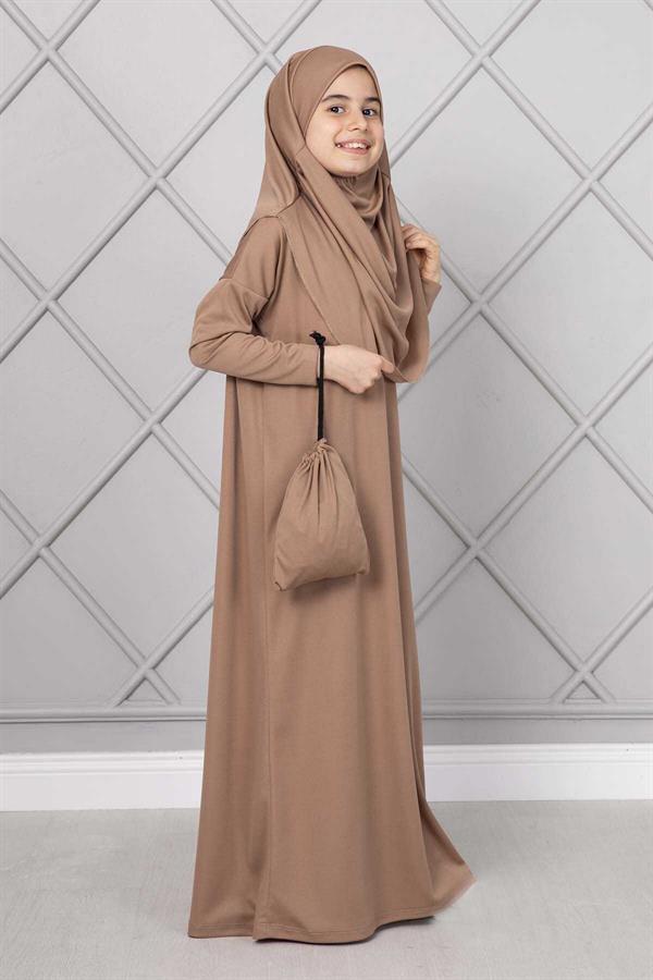 Hijab Children's Prayer Dress Milky Coffee