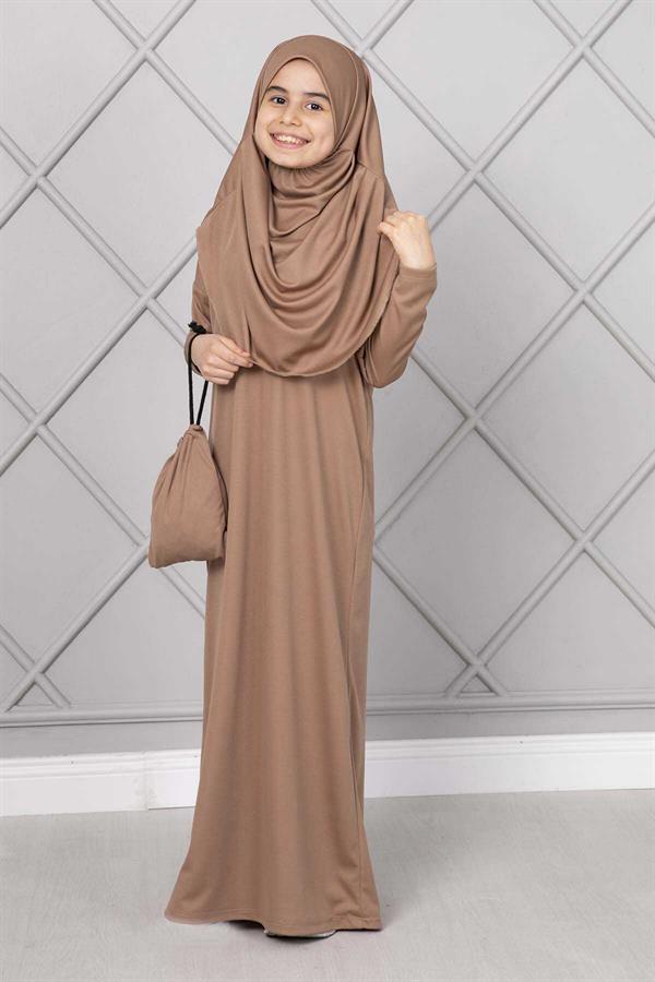 Hijab Children's Prayer Dress Milky Coffee
