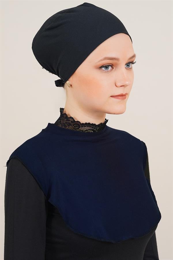 Hijab Navy Blue Neck Collar