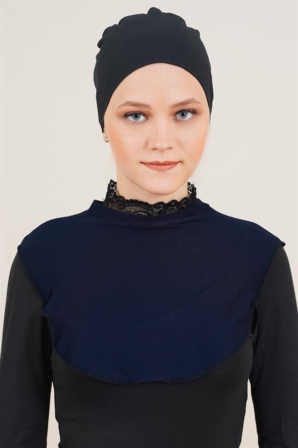 Hijab Navy Blue Neck Collar