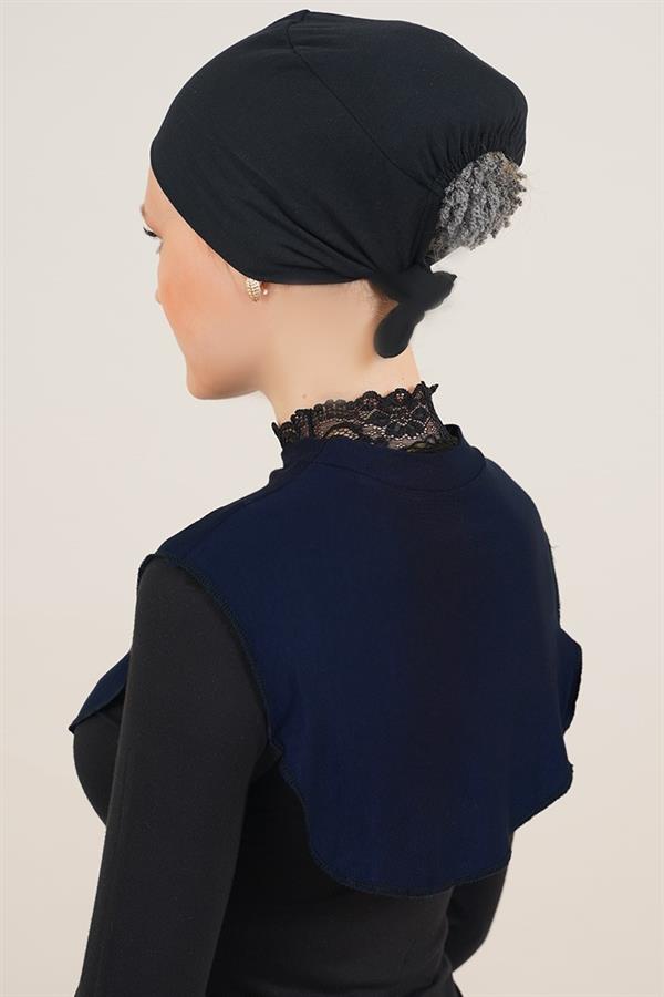 Hijab Navy Blue Neck Collar