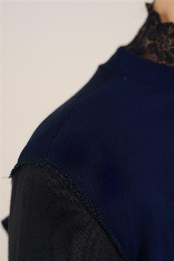 Hijab Navy Blue Neck Collar