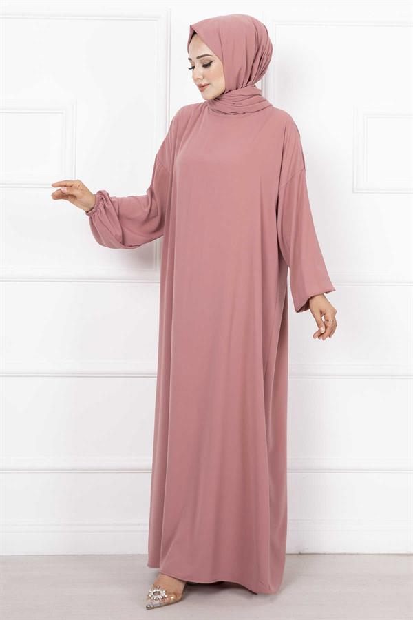 Hijab Shawl Zippered Prayer Dress Dusty Rose