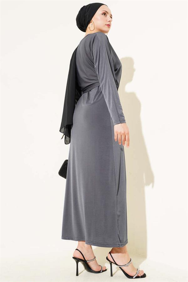 Buckled Double Sandy Dress, Smoke