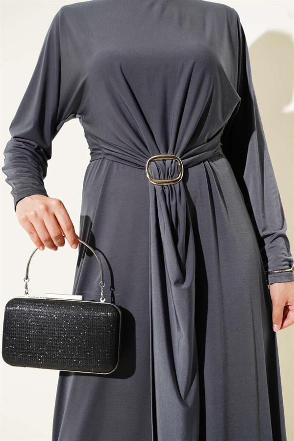 Buckled Double Sandy Dress, Smoke