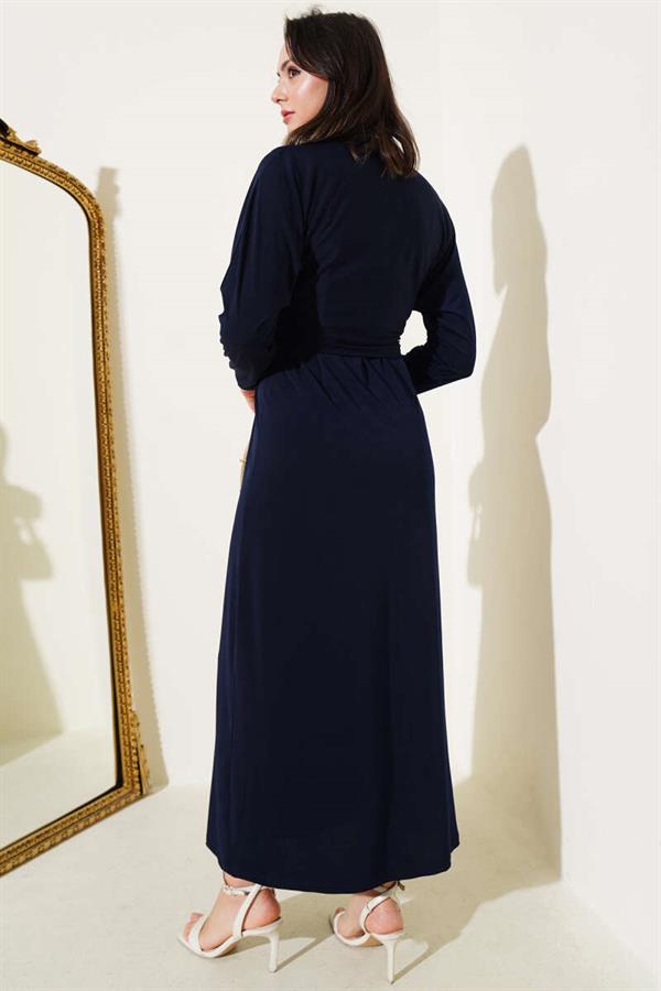 Double Buckled Sandy Dress Navy Blue