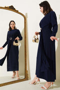 Double Buckled Sandy Dress Navy Blue