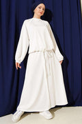 Tunnel-style Lace-up Loisha Skirt 2 Piece Set, White