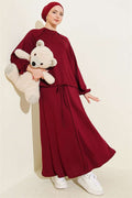 Tunnel-style lace-up Loisha Skirt 2 Piece Set, plum color.