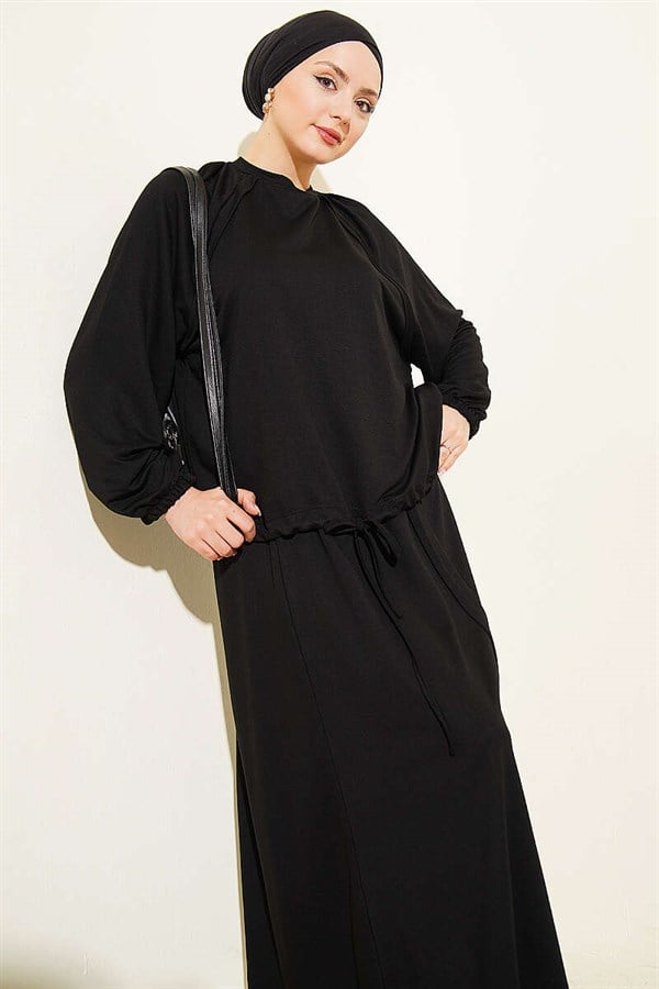 Tunnel-style Lace-up Loysha 2 Piece Set Skirt Set, Black