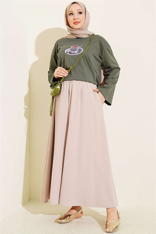 Turkish Coffee Print Tunic, Khaki
