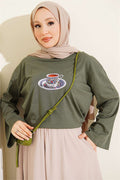 Turkish Coffee Print Tunic, Khaki
