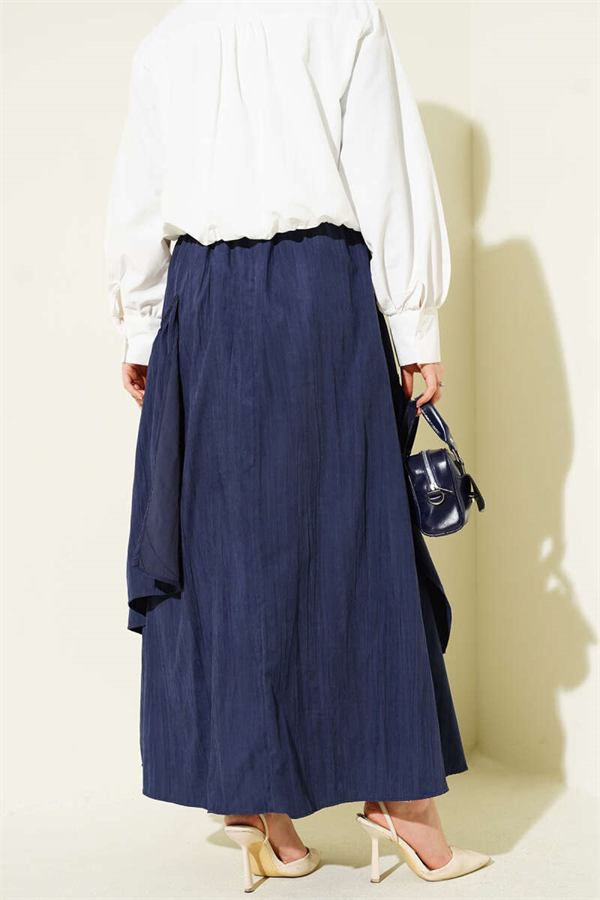 Three-Ruffle Skirt, Navy Blue