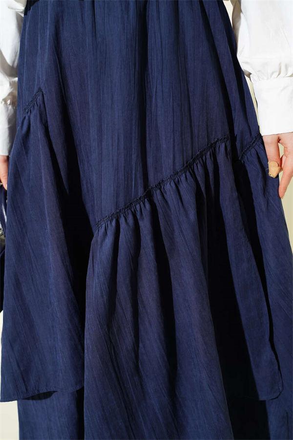 Three-Ruffle Skirt, Navy Blue