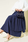 Three-Ruffle Skirt, Navy Blue