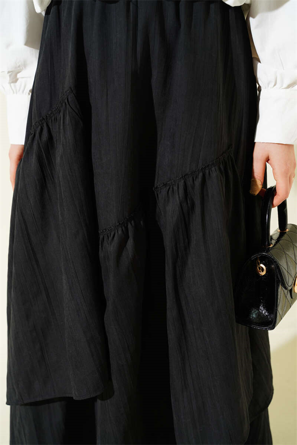 Three-Ruffle Skirt Black