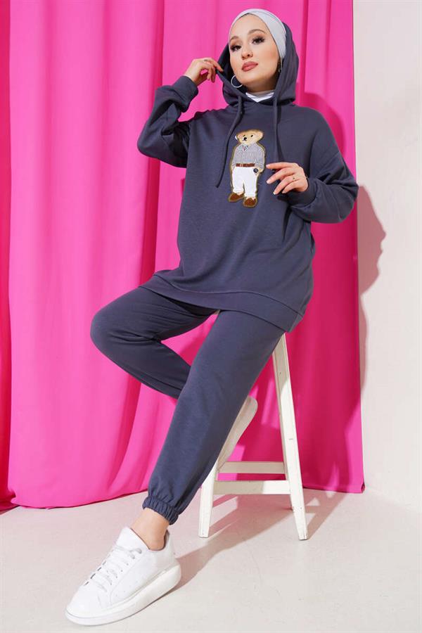 Three Thread Loysha Teddy Bear 2 Piece Set Smoke
