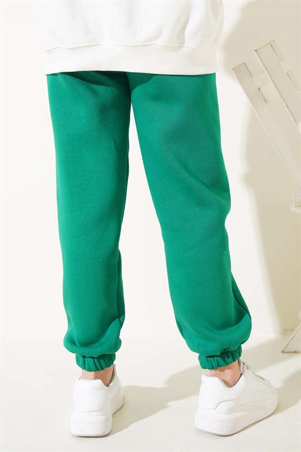 Three Thread Elastic Leg Jogger Trousers Green