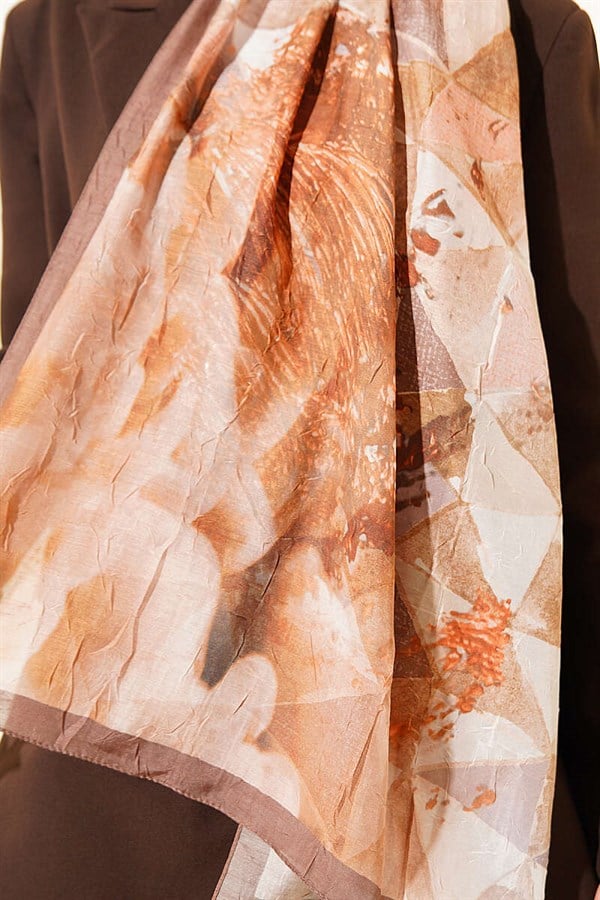 Triangle Pattern Bamboo Crash Shawl Camel