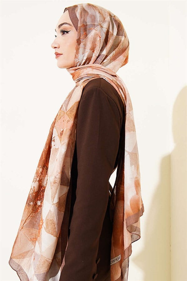 Triangle Pattern Bamboo Crash Shawl Camel
