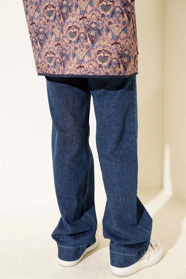 Palazzo Jeans with Top Pockets Blue