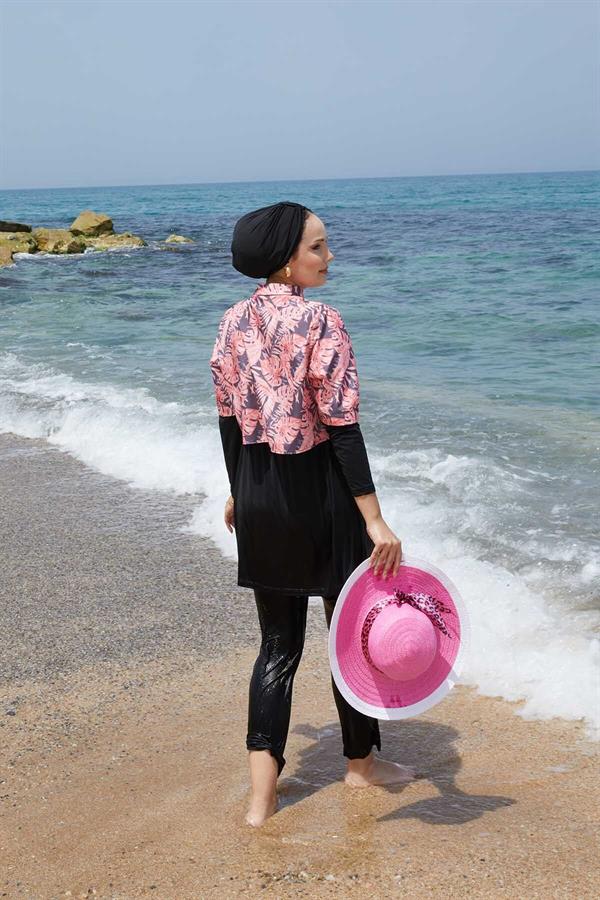 Allerli Patterned Modest Swimsuit Pomegranate Flower