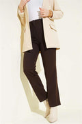 Ironed Striped Slim-Fit Trousers, Dark Brown