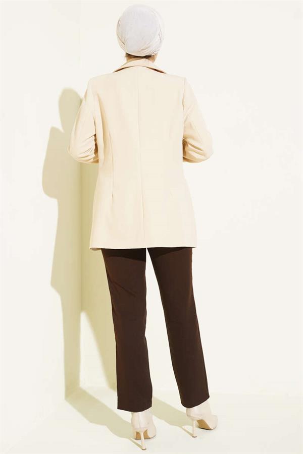 Ironed Striped Slim-Fit Trousers, Dark Brown