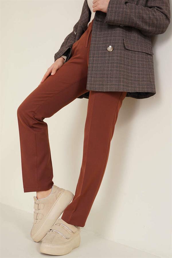 Iron Striped Skinny Leg Trousers Brown